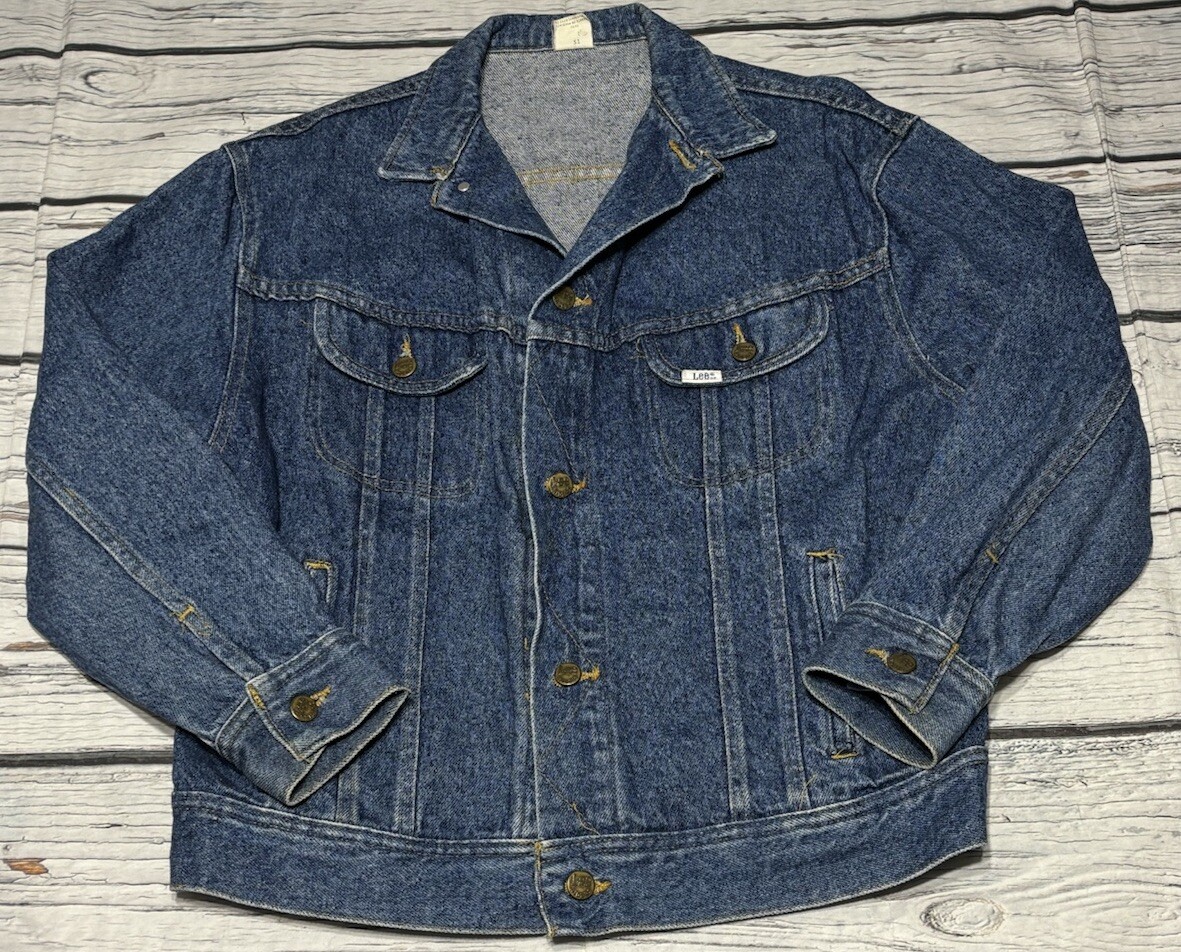 Vintage Lee Riders Trucker Jacket Large Meduim Stonewash Blue Denim