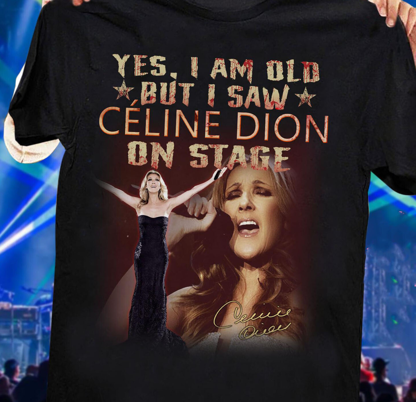 Celine Dion Concert Signed Men T-shirt Black Cotton Tee All Sizes S-4XL  MI041