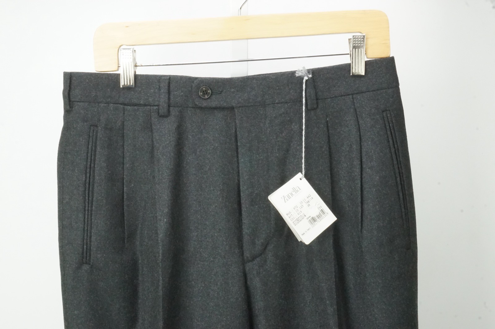 Zanella Giorgio Dark Gray Flannel Wool Mens Dress Pants Sz 48 EU BRAND NEW