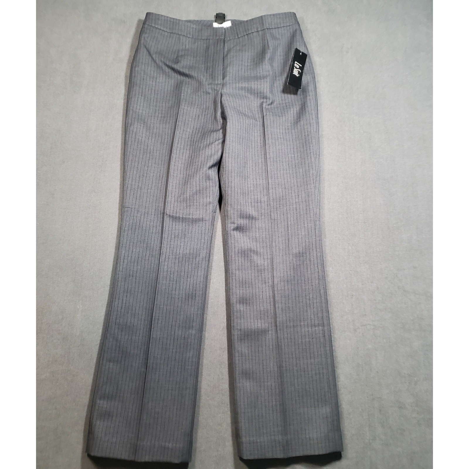 Le Suit Dress Pants Womens 8 Slate Gray Pinstripe Straight Leg Professional