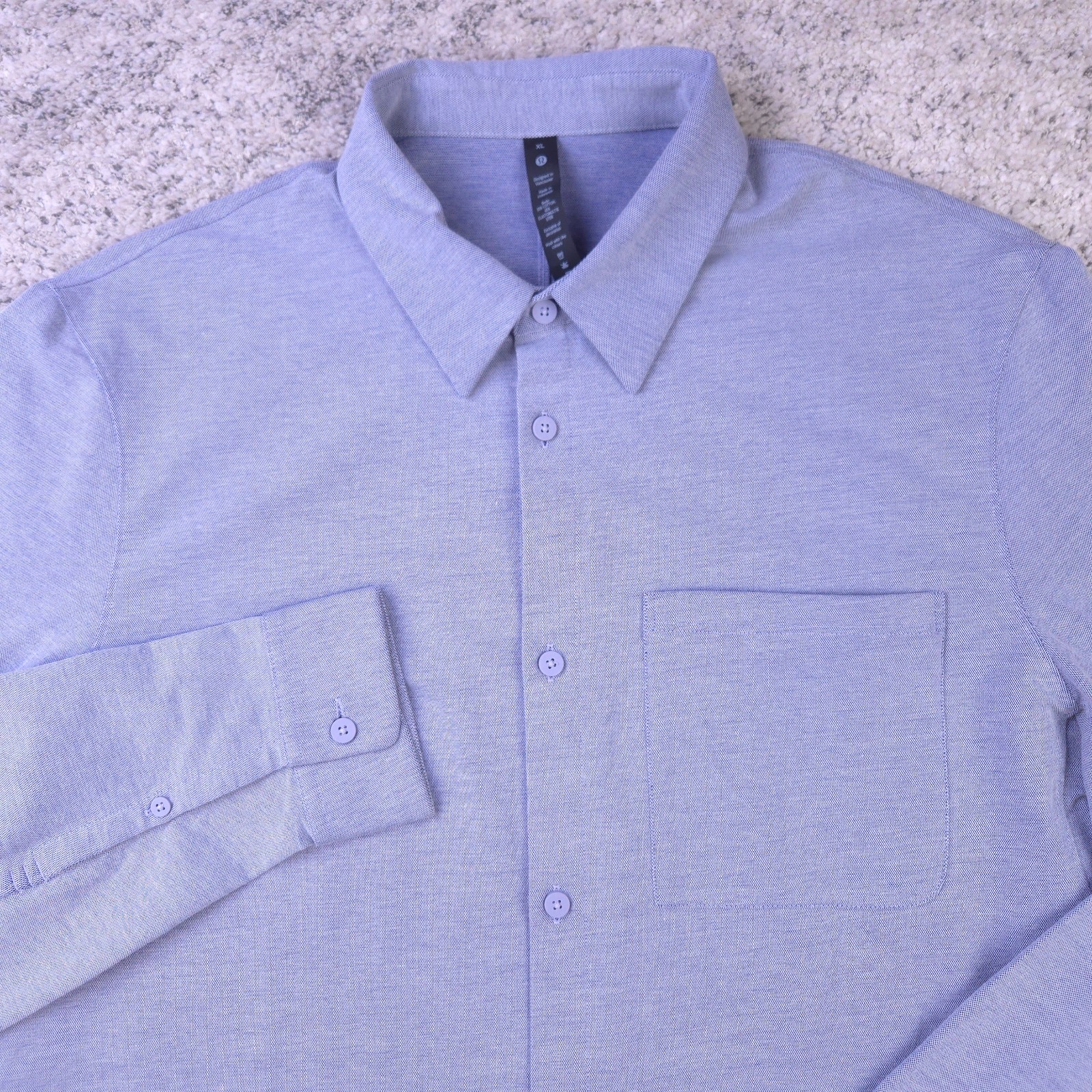 Lululemon Commission Shirt Mens XL Long Sleeve Button Dress Stretch Pocket Blue