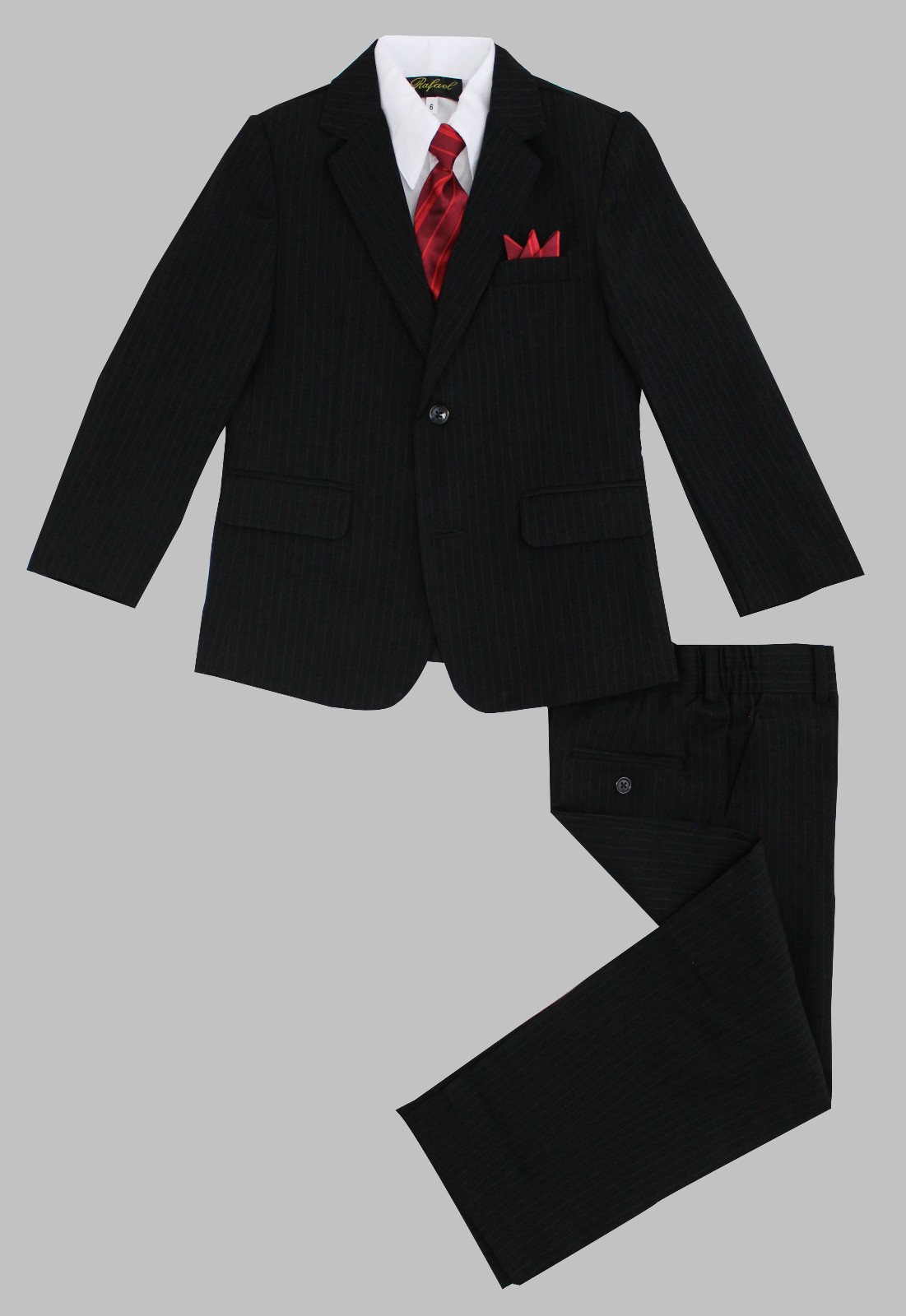 Formal Kids Toddler Boys Pinstripe Suit 5 PC Set With Vest and Tie Size 2T-14