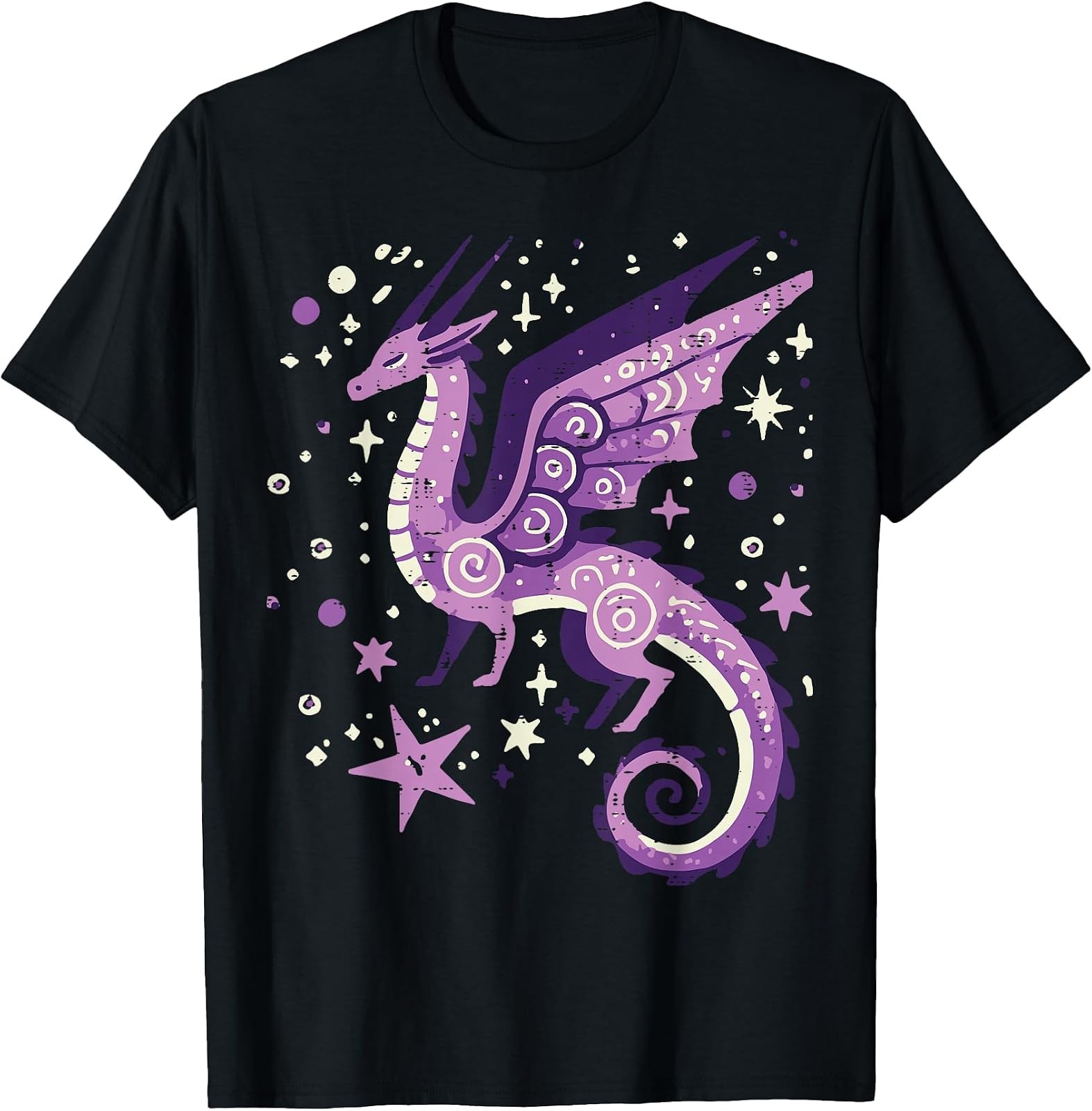 Purple Dragon Stars Cute Fantasy Mythical Girls Kids Women T-Shirt
