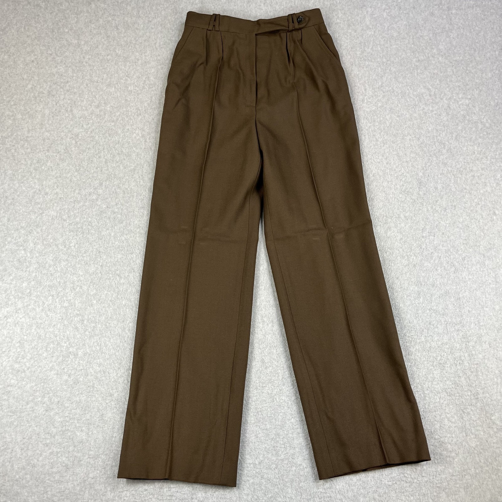 Vintage 70s Alan Austin Trousers Pants Women 26x29 Brown Wool Pleated