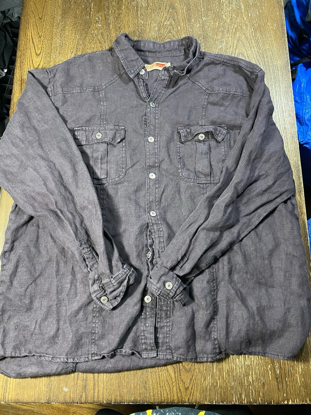 Dash Hemp Santa Cruz Mens XL Dark Brown Charcoal 100 Hemp Shirt Y2K Western