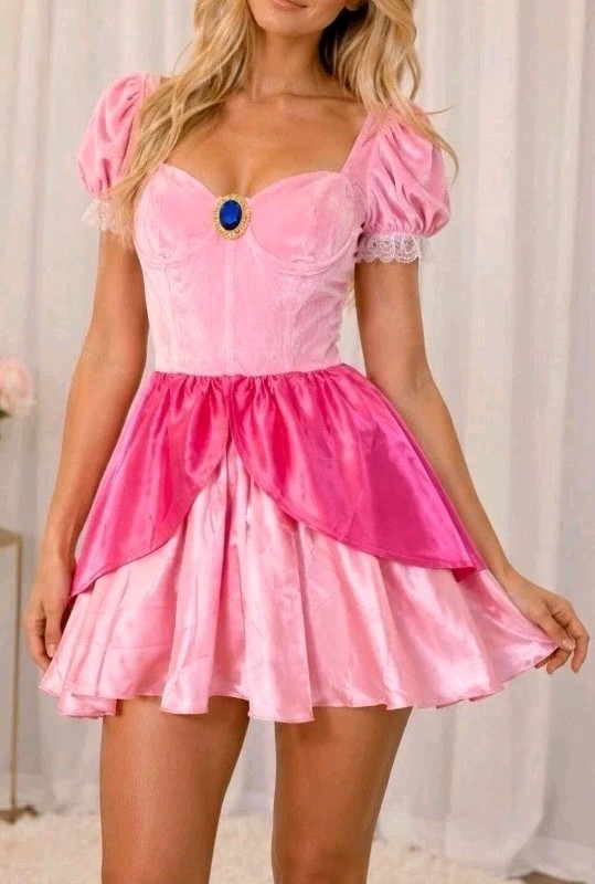 Trickz N’ Treatz Princess Peach Costume Dress Women’s XS Pink Dolls Kill
