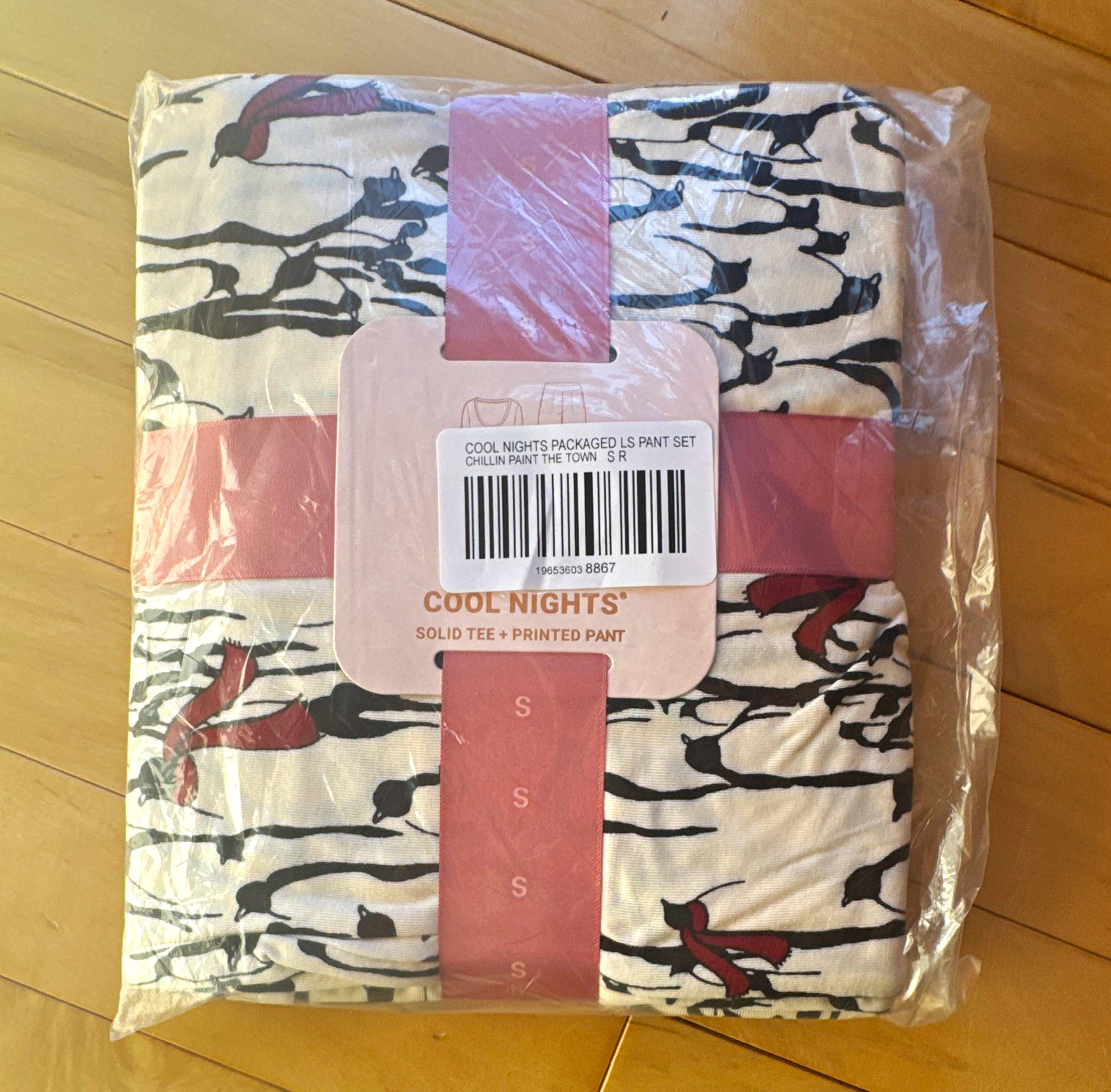 New Soma Cool Nights Long Sleeve Women\'s Pajama Set S Penguin Ivory Black Red