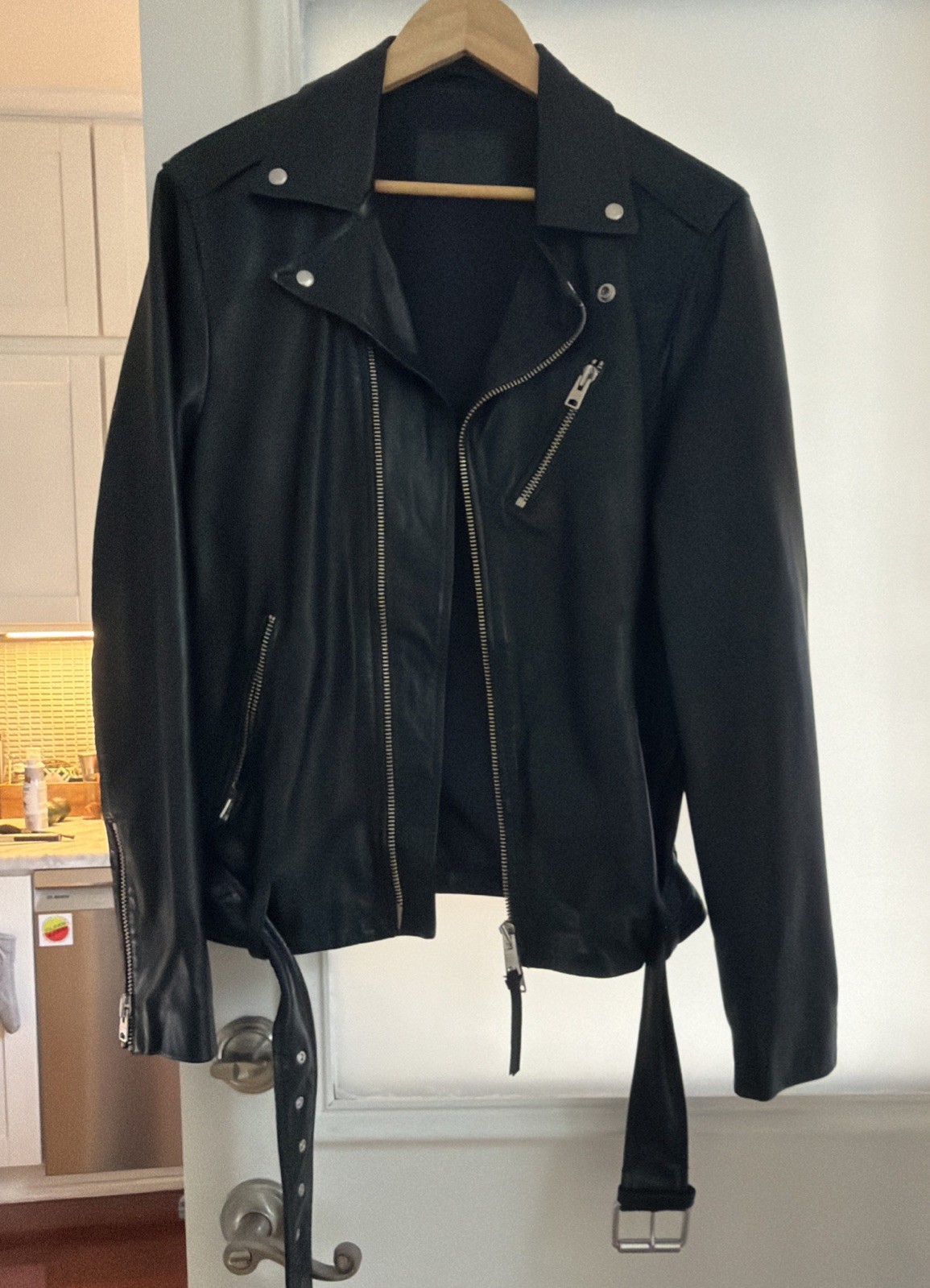 ALLSAINTS Milo Leather Biker Jacket Men Size Small