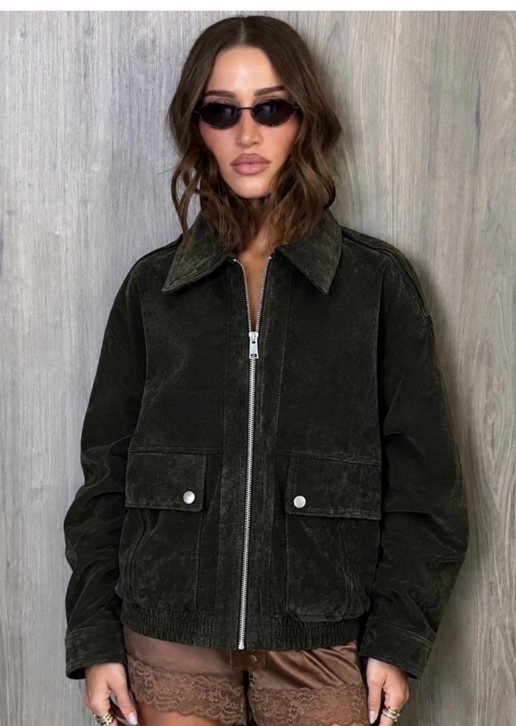 ZARA 100% SUEDE LEATHER JACKET KHAKI NEW SS26 SIZES L REF. 8073/062/505