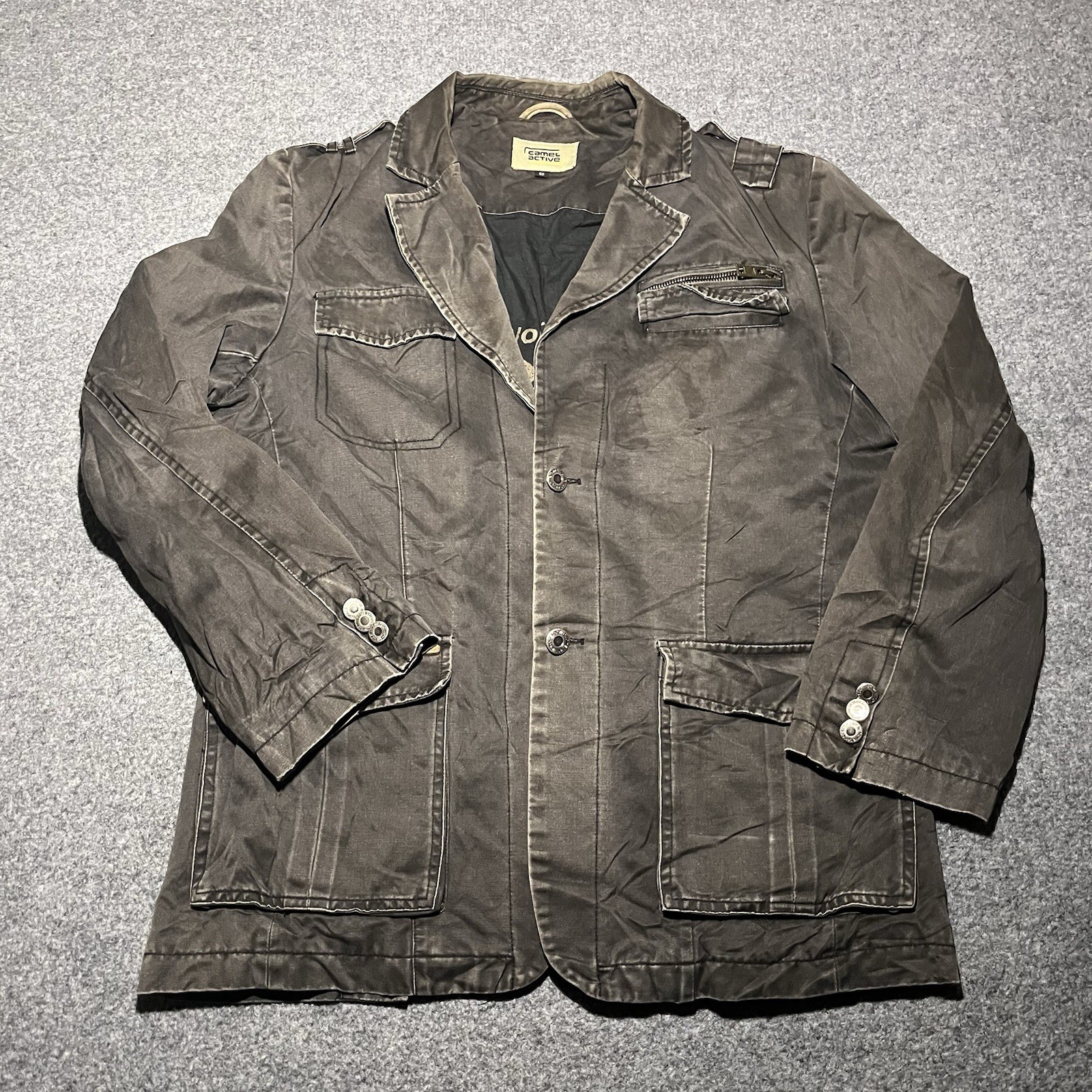 Vintage Camel Active Jacket Mens 52 Large Brown Cotton Canvas Field Coat 90s