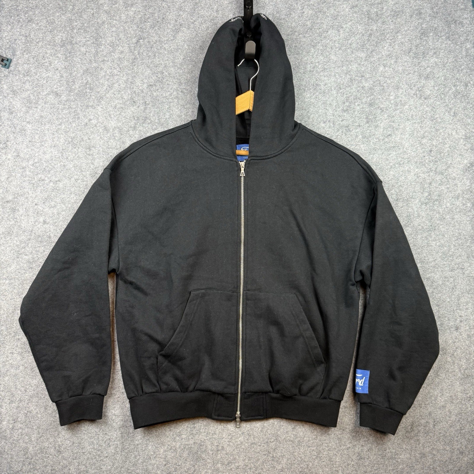 FORD Mustang MENS Medium FULL ZIP Hoodie Black Heavyweight
