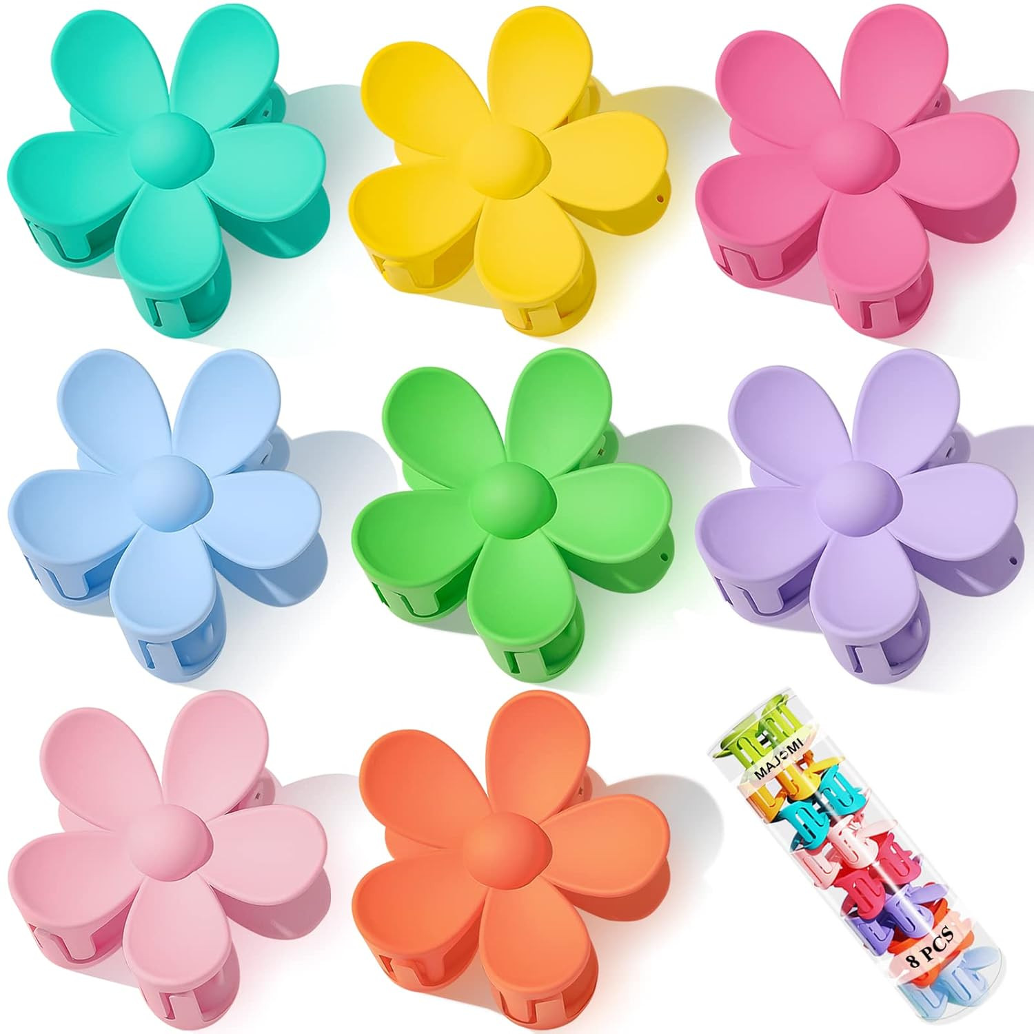 8 Pack Flower Hair Claw Clips Large Matte Daisy Hair Clips for Women Girls