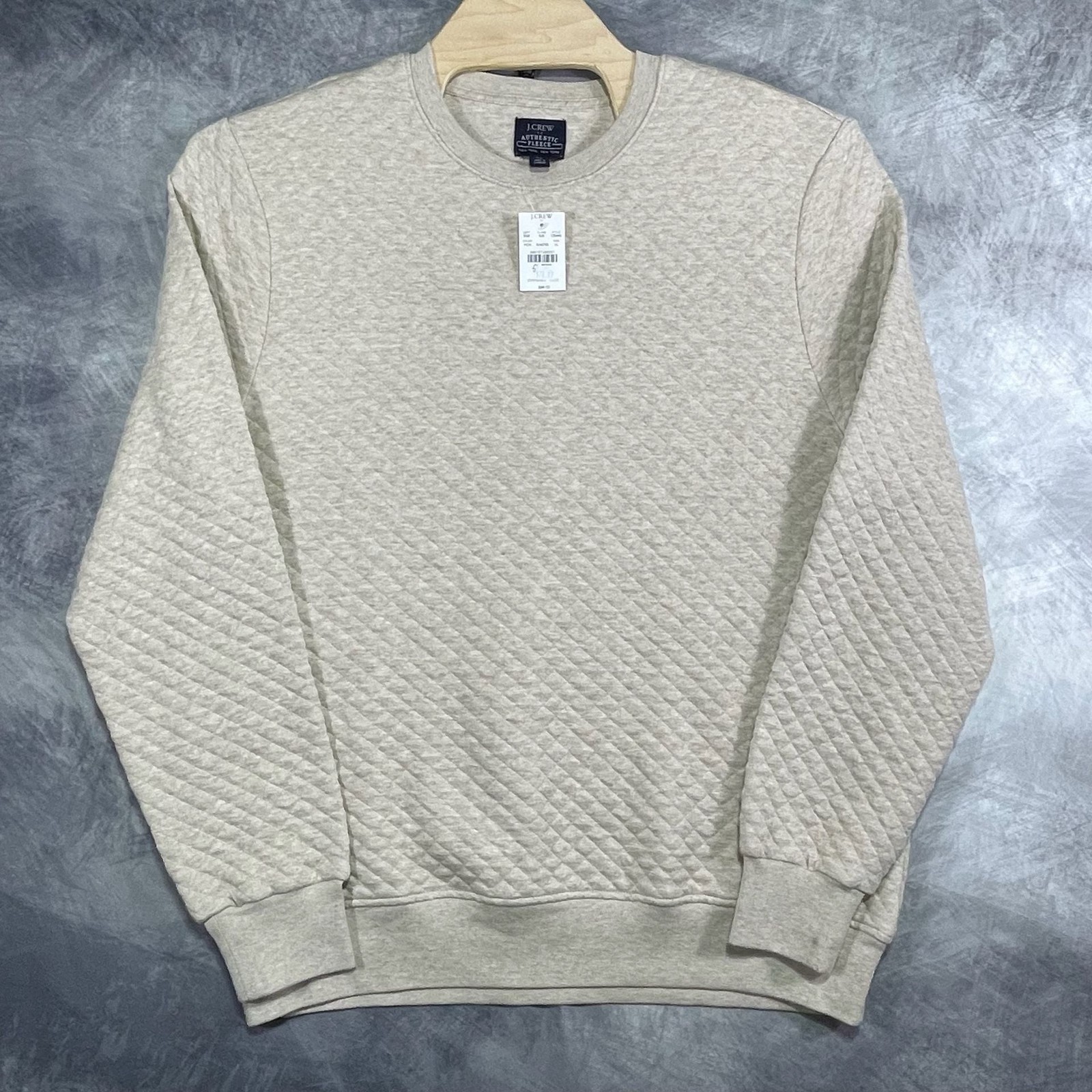 J.Crew Authentic Fleece Quilted Sweatshirt Size XL Oatmeal NWT