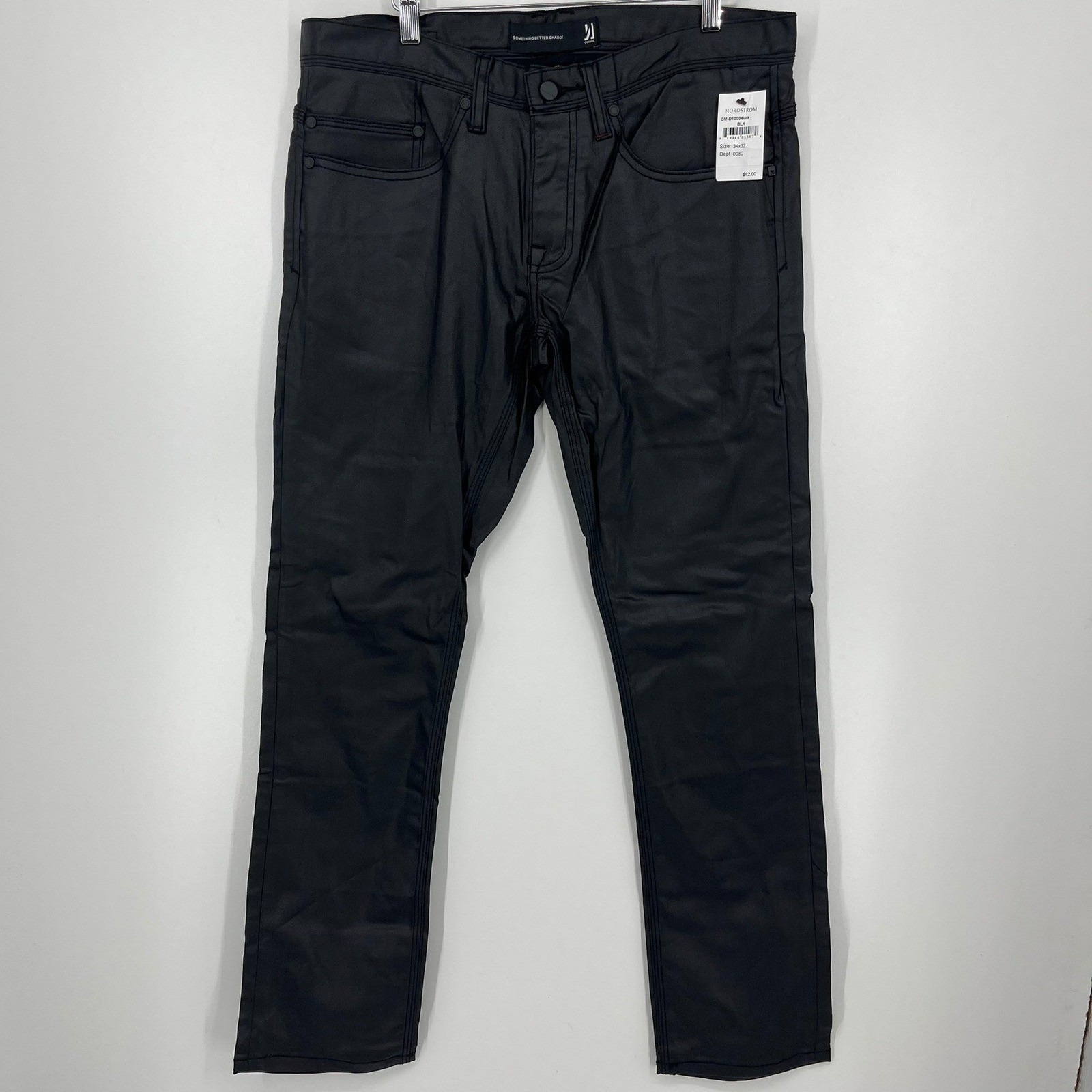 Comune Mens Black Coated Denim Slim Pants CM-D10004WX 34x32 NWT