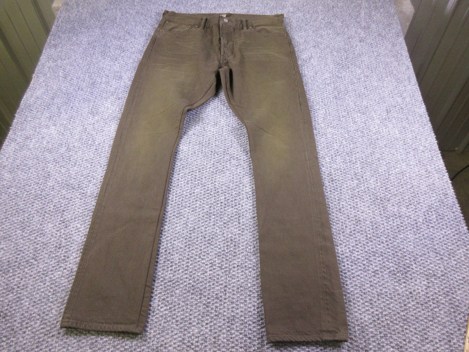 RRL Double RL Slim Fit Jeans Mens 33x32 Green Selvedge Straight Denim Pants