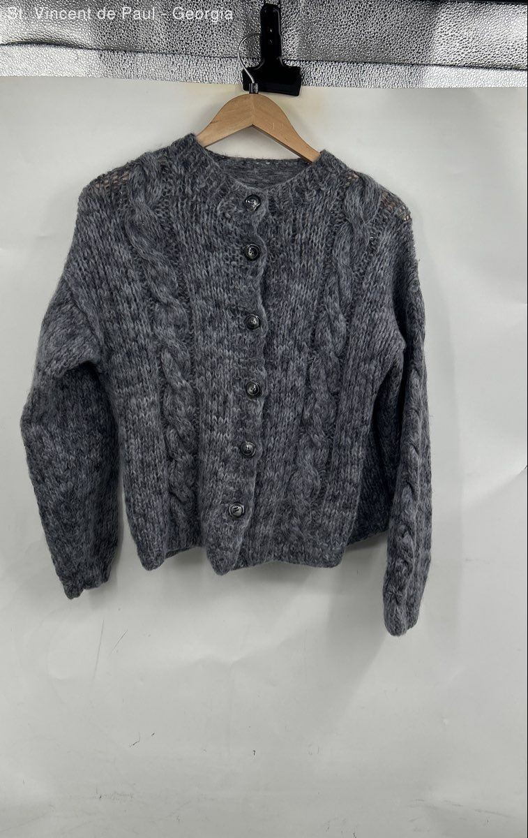 American Vintage Cardigan Sweater Women\'s Large Grey Buttons True