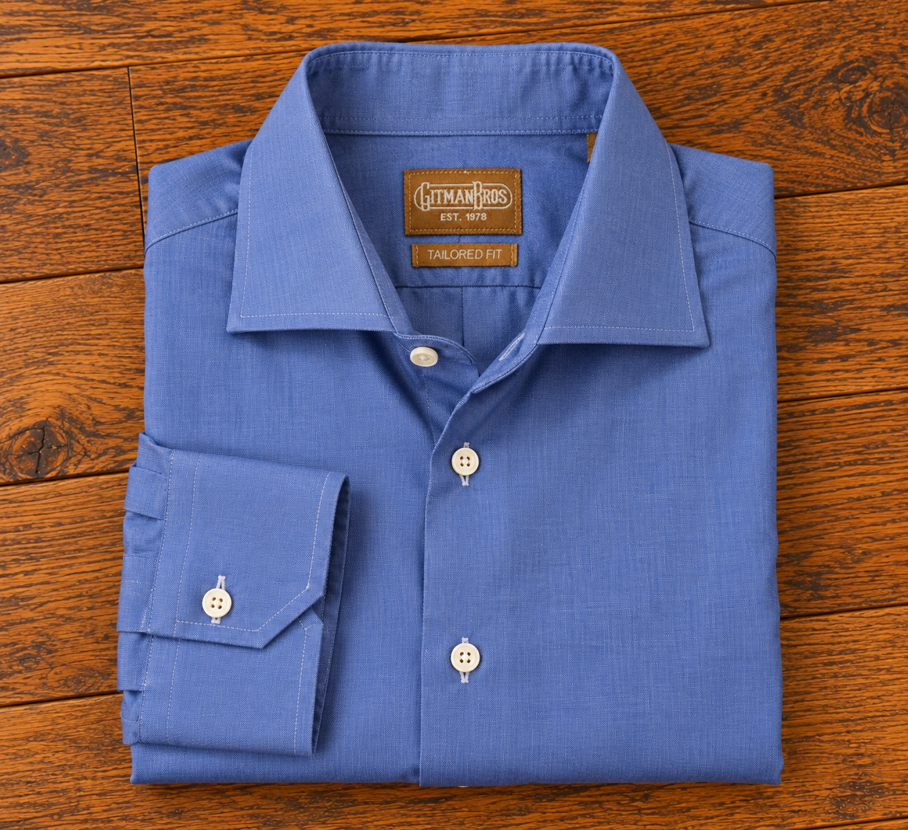 Gitman Bros Dress Shirt Men\'s 15.5 33 Blue Tailored Fit Cotton USA Made