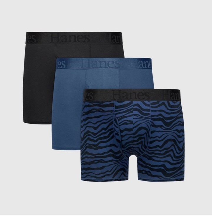 Hanes Originals Ultimate Men\'s SuperSoft Trunk Underwear, Blue/Black, MEDIUM 