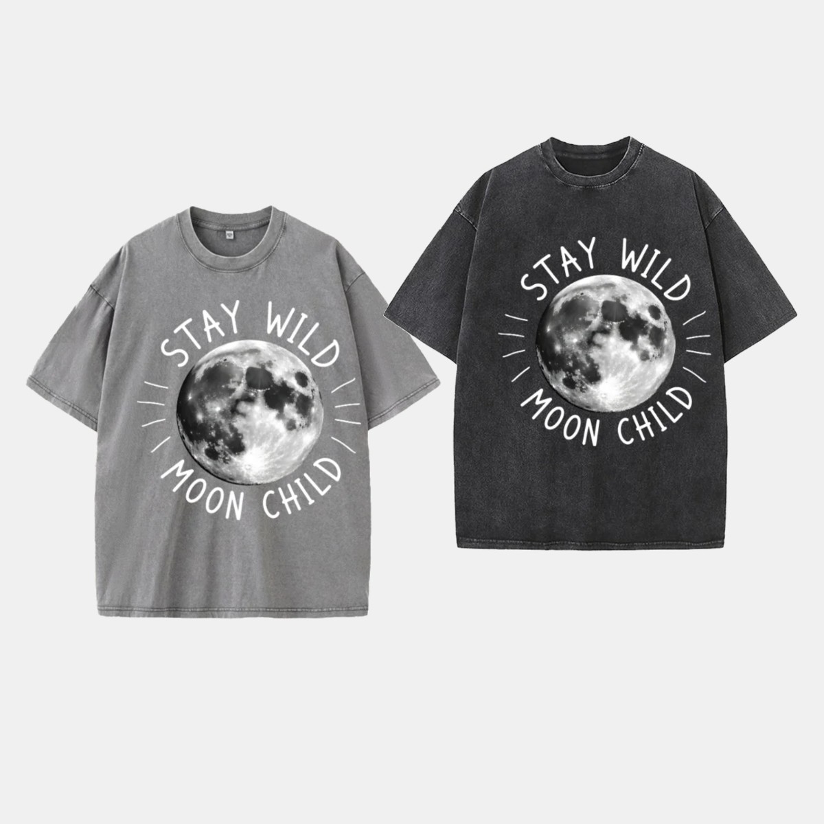 Y2K Oversized Washed Stay Wild Moon Child Graphic Tee Vintage Celestial Shirt