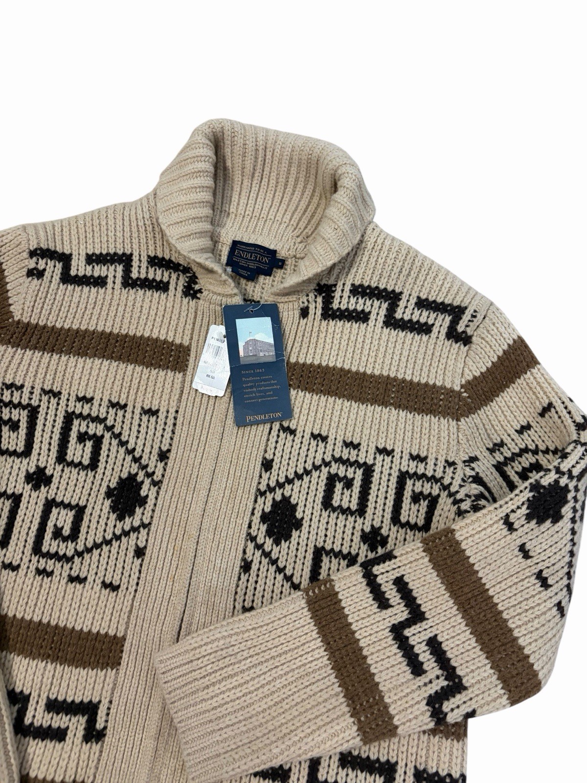 NWT Pendleton The Original Westerley Mens Zip Up Sweater Mens Small Aztec Wool