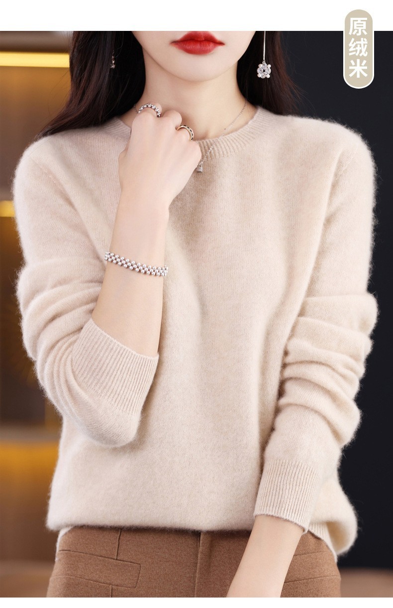 100% Cashmere Crew Neck Long Sleeve Pullover Women's Cashmere Cardigan Sweater