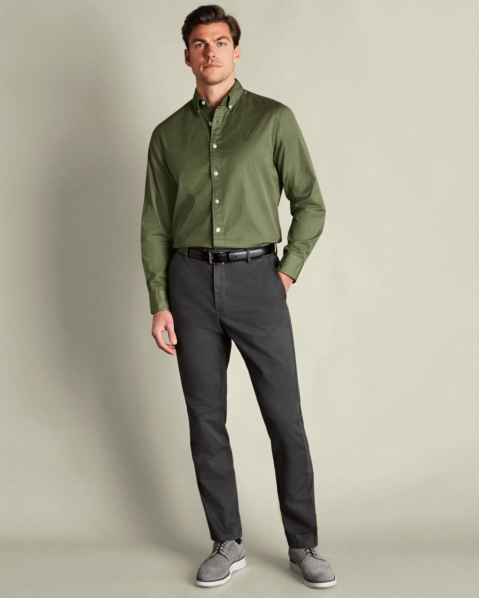Mens Dark Gray Slim Fit Chinos Pants 32x32 Non Iron Stretch Casual Dress Outfits