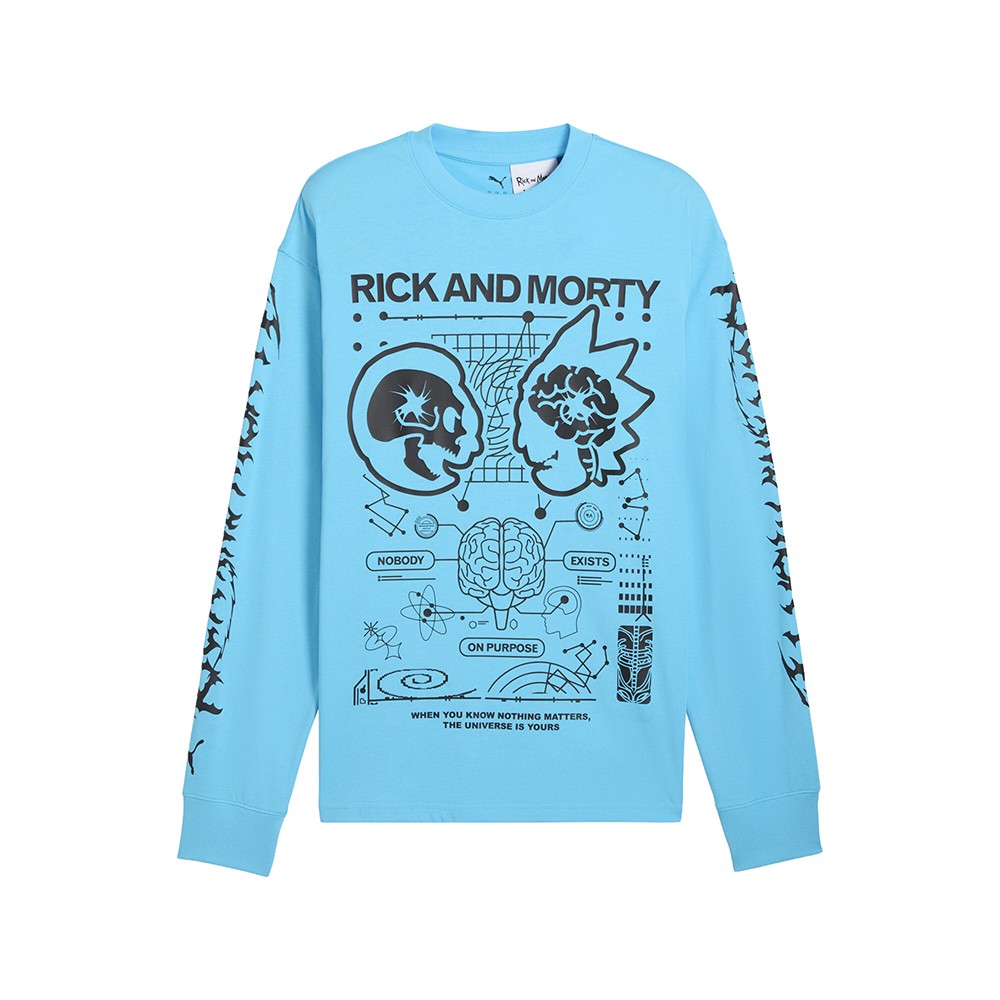 PUMA  Hoops X Rick And Morty Crew Neck Long Sleeve T-Shirt Mens Size S  Casual T