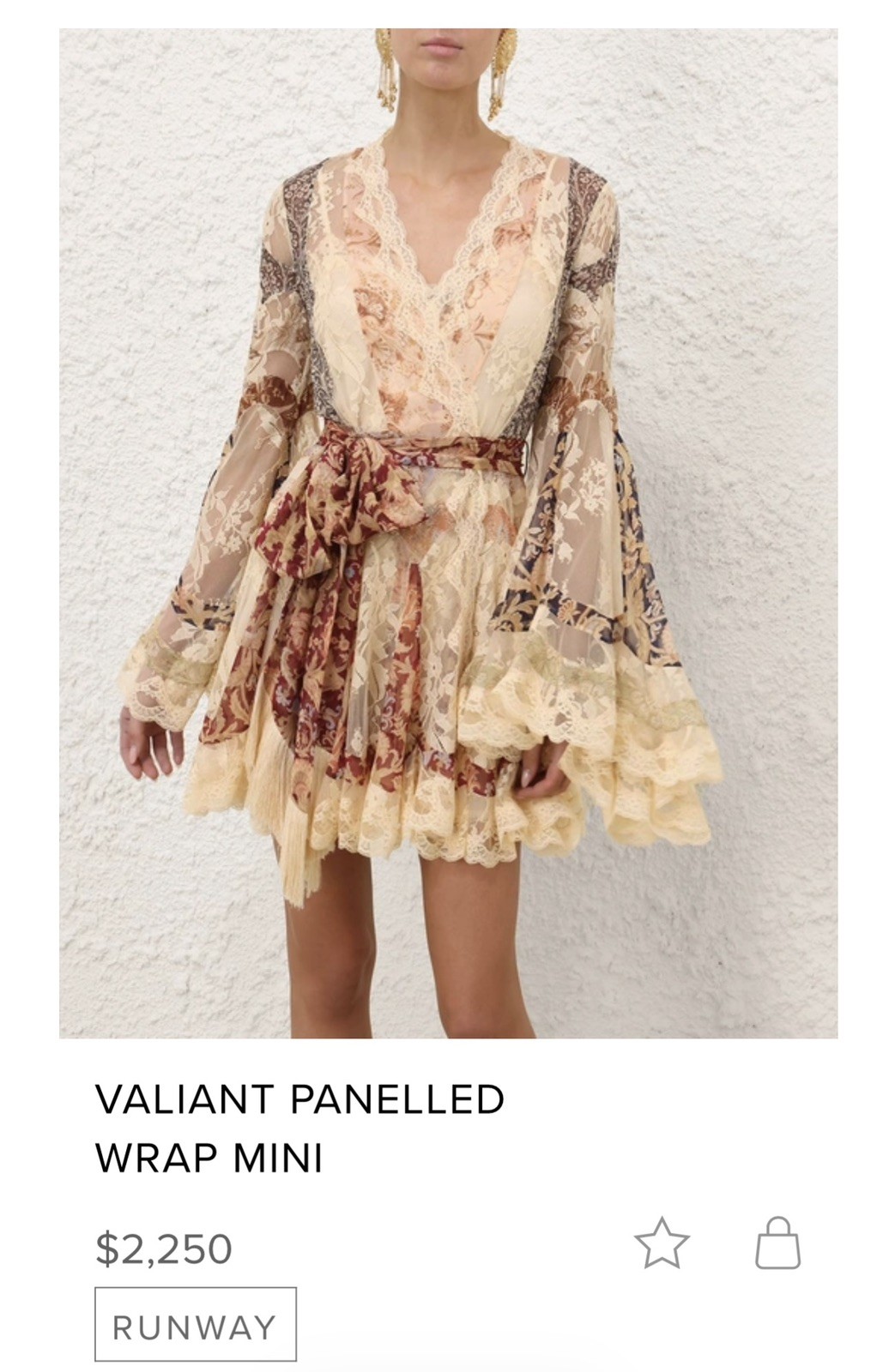 BNWT Zimmermann valiant panelled mini dress, size 0