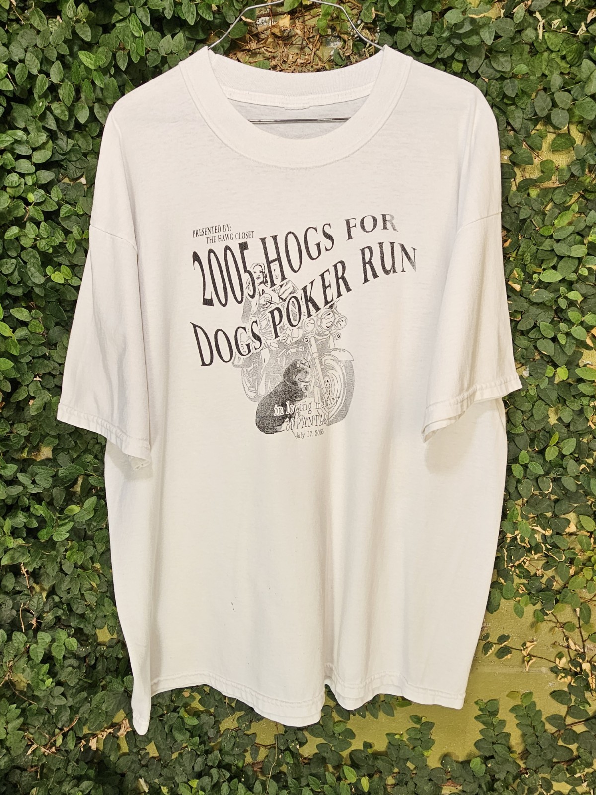 Vintage Y2K Hogs For Dogs Poker Run 2005 Motorcycle RIP Pantara T-shirt Sz XL
