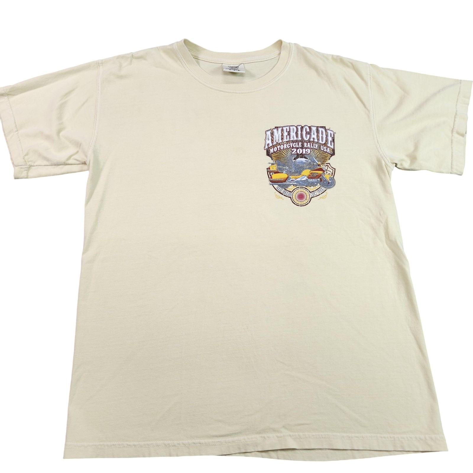 Comfort Colors Shirt Mens Medium Yellow Americade Motorcycle Graphic Tee 2019