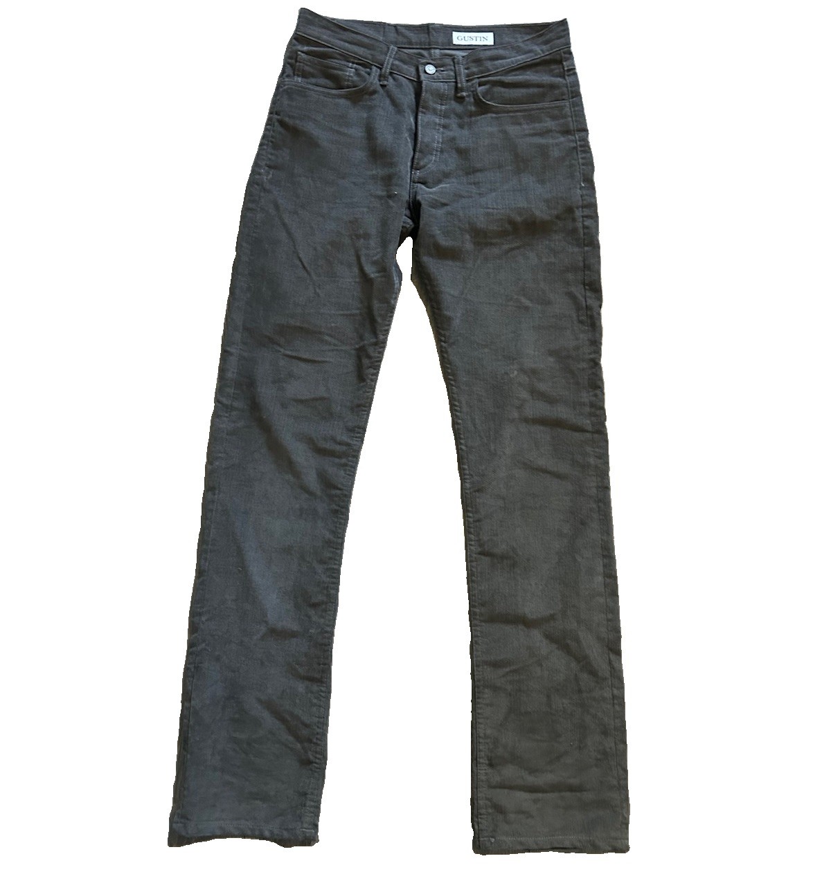 Gustin Mens Straight Fit Grey Bedford Corduroy 5 Pocket Button Fly Pants Size 34