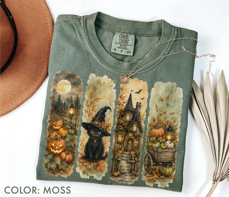 Brushstroke Halloween Cat Comfort Tee