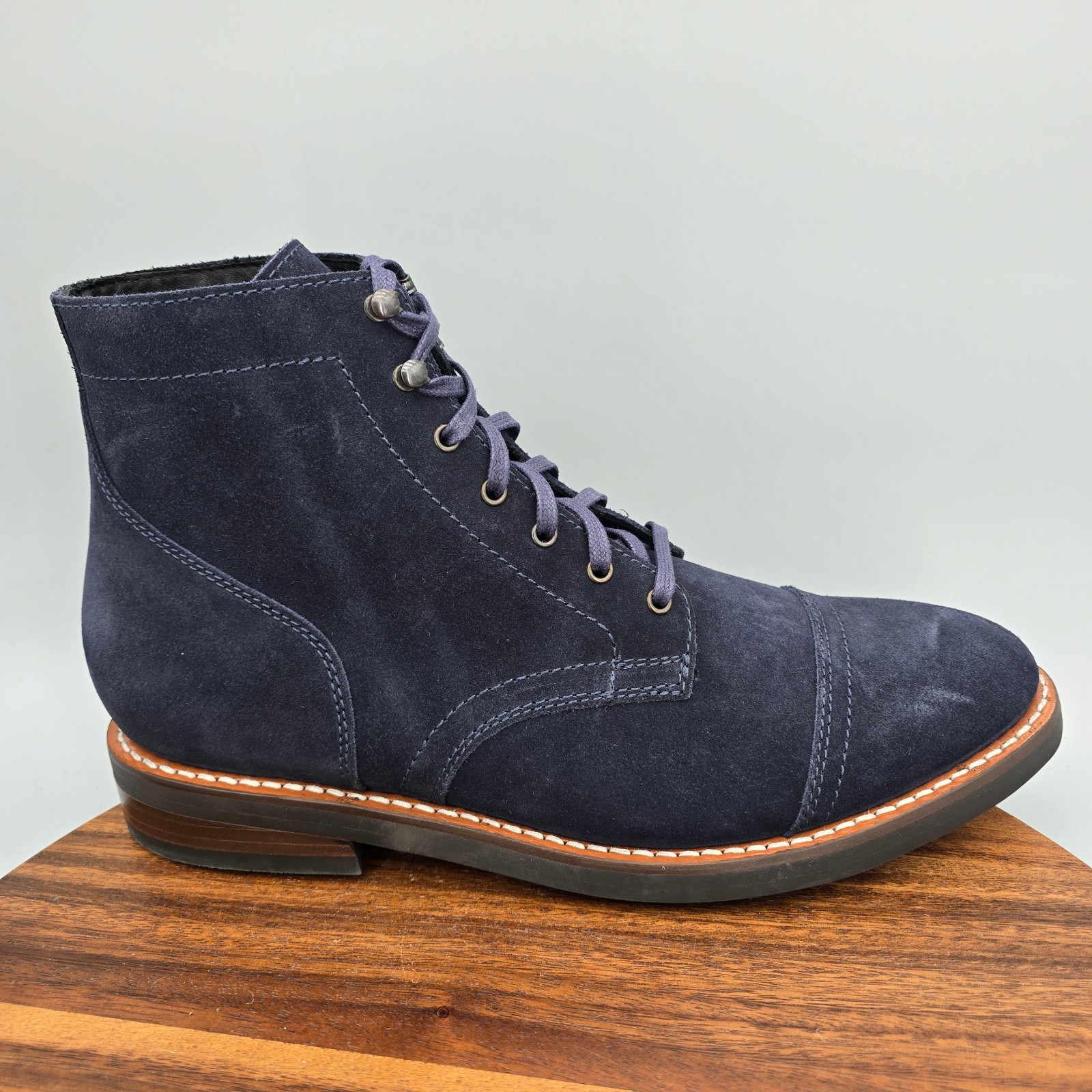 Thursday Boot Co. Captain Boots Mens 12 Navy Blue Suede Leather Casual Cap Toe