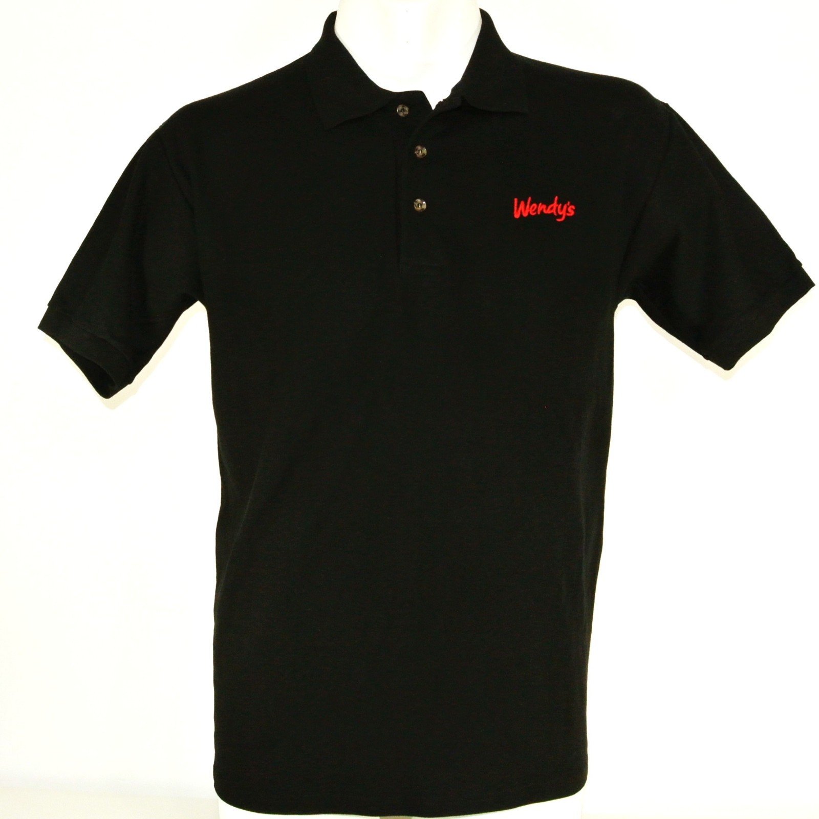 WENDY\'S Hamburgers Employee Uniform Polo Shirt Black Size S Small NEW