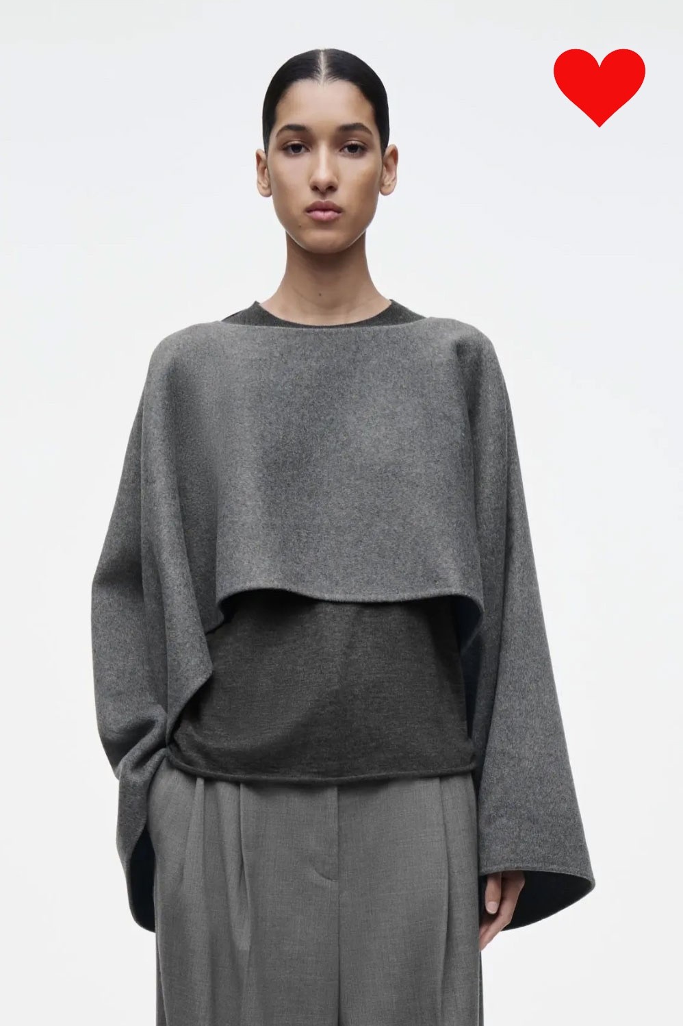 COS 2025 Double-Faced Wool Hybrid Cape Gray One Size Excellent Condition