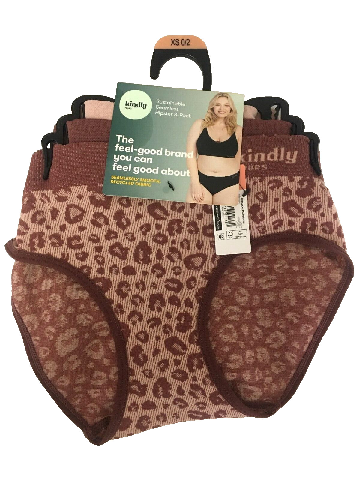 3 Pair Pack Hipster Style Panties Size XS (0-2) Seamless Animal Solid Stripes