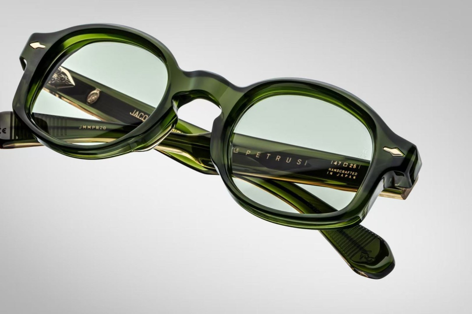 Jacques Marie Mage Petrutsi Sunglasses Olive Green Acetate Frame Light Lens