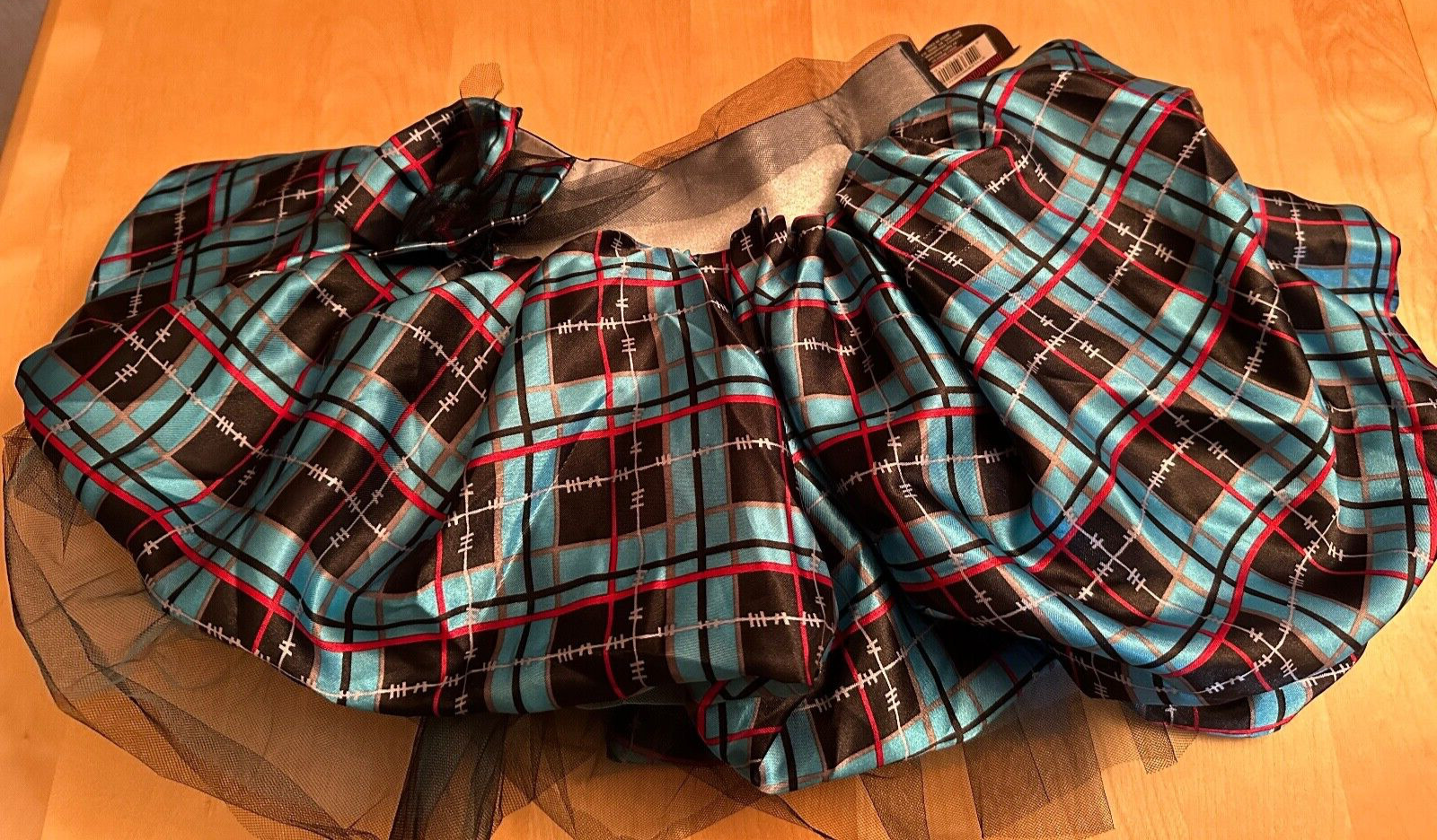 NWT MONSTER HIGH MINI SKIRT SZ 4 5 6 GIRLS PLAID TULLE HI LOW ASYMETRICAL 