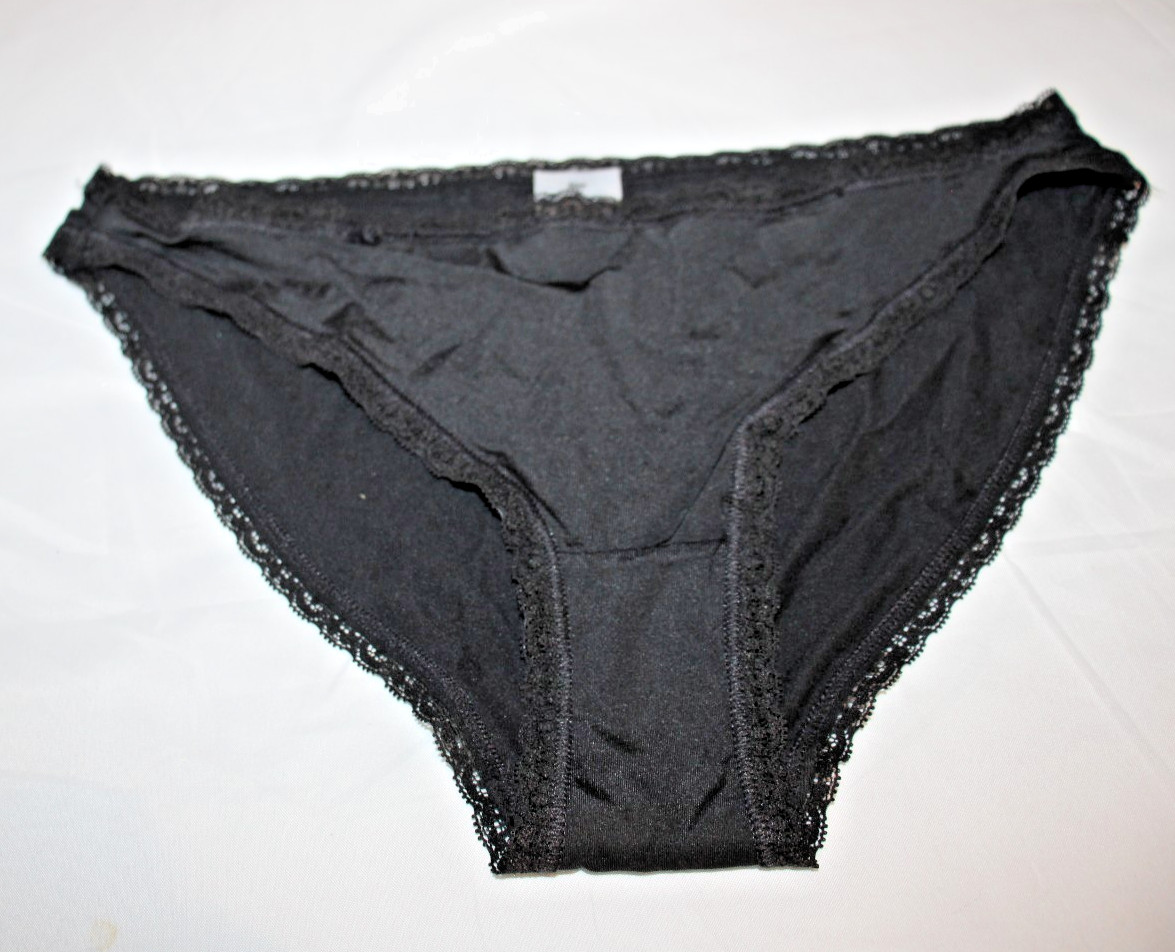 Brand New Lace Trimmed Bikini Style Knickers, Black, Medium UK 10-12