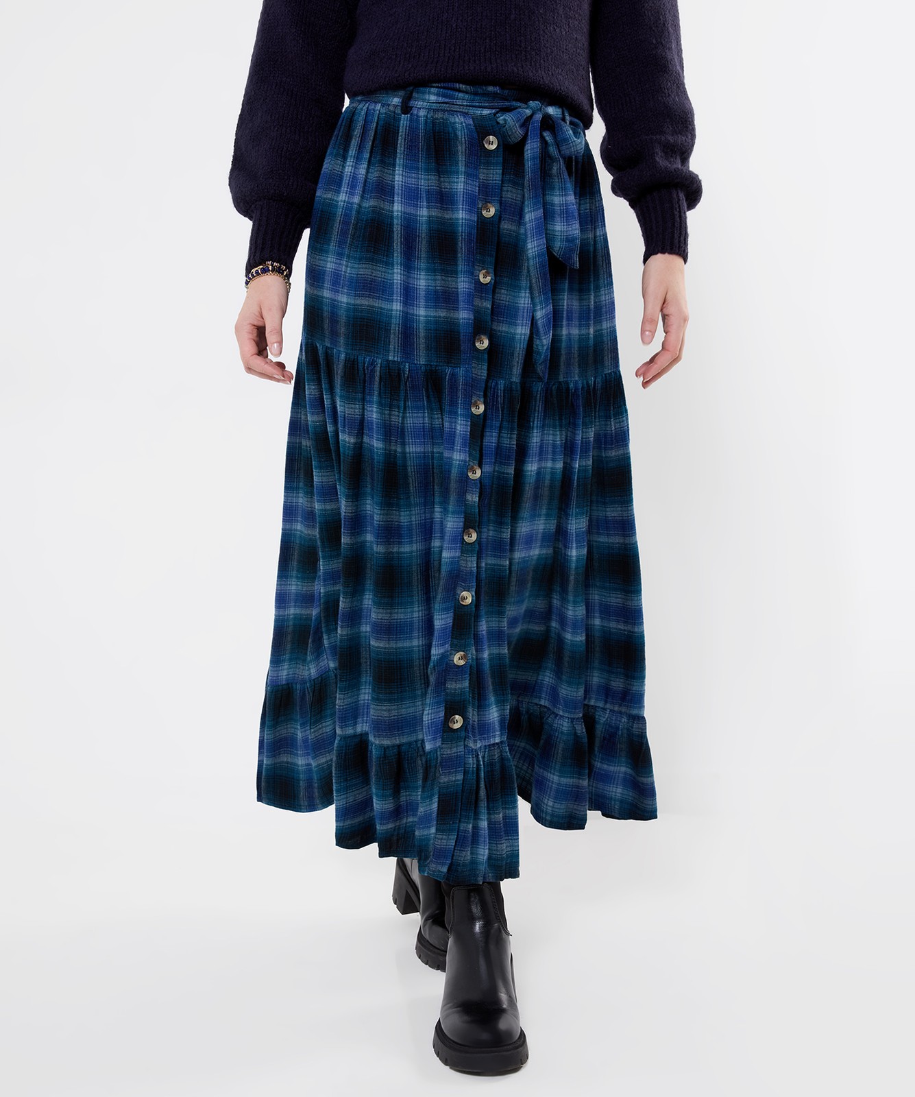 Joe Brown\'s Women\'sButton Down Plaid Maxi Skirt