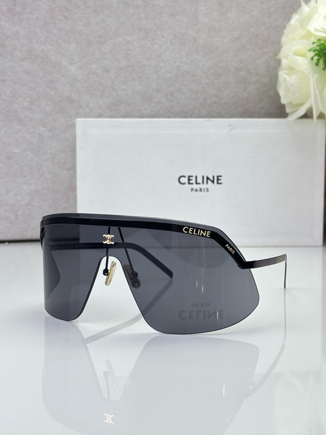 Celine CL40350U Defile Mask Sunglasses Metal Frame Luxury Eyewear Size 145