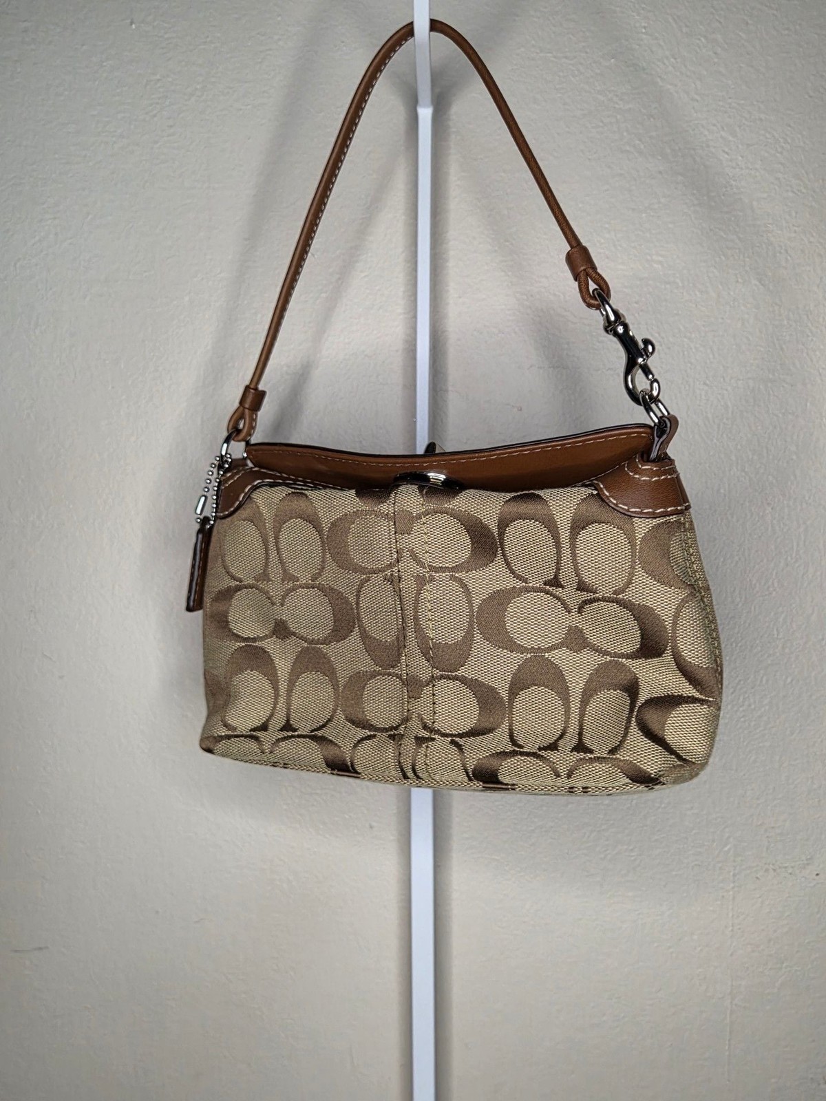 Coach Signature C Turnlock Mini Bag/Wristlet Khaki Brown