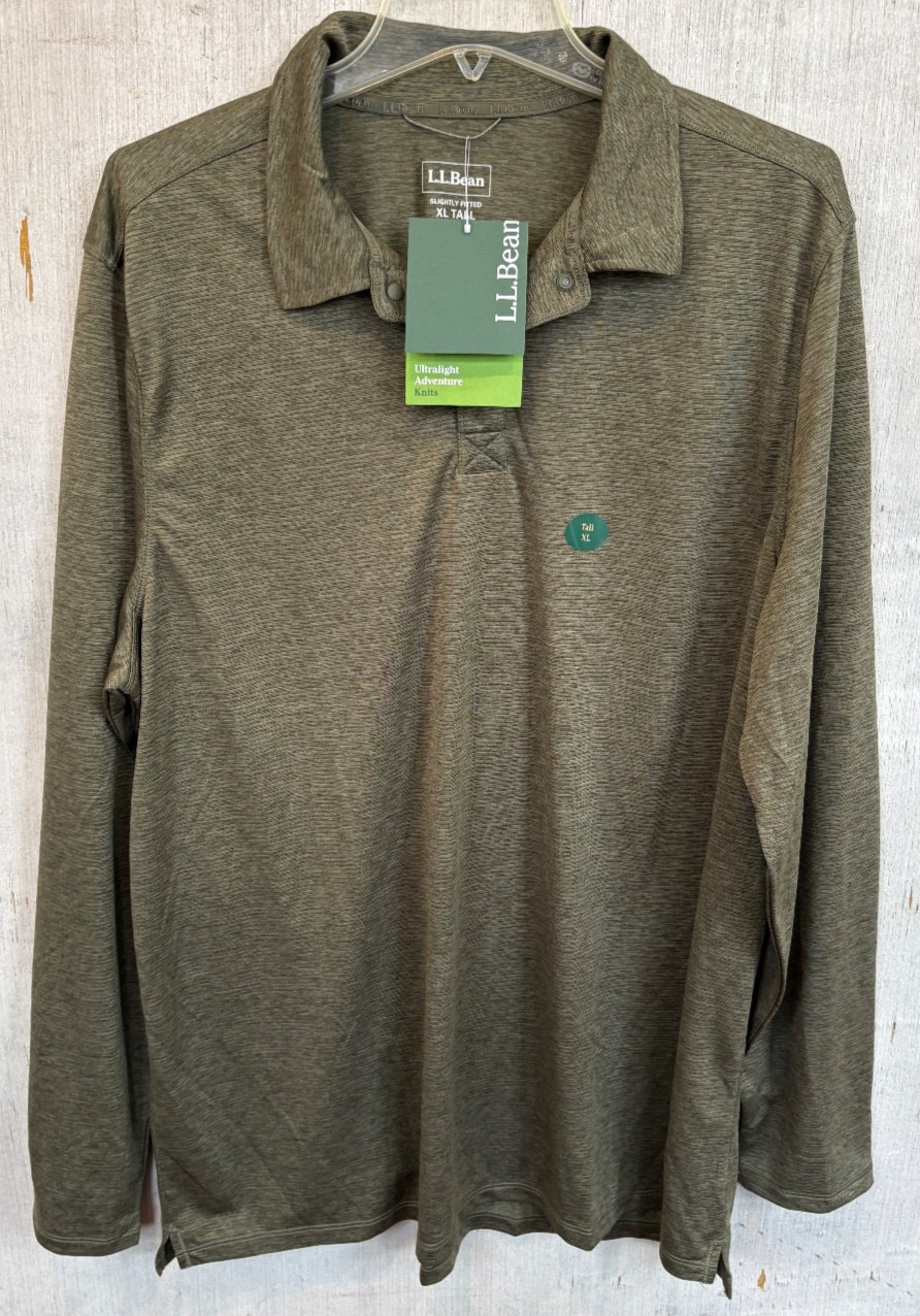 L. L. Bean Ultralight Adventure Polo Shirt Mens XLT Tall Olive MSRP $60 NWT