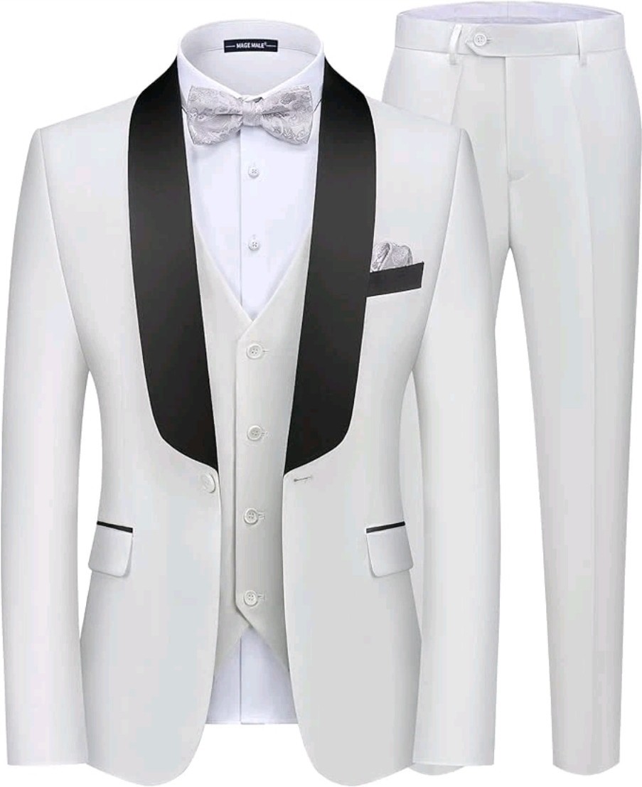 MAGE MALE Men\'s 3 Piece Suit Shawl Collar Slim Fit M Elegant Tuxedo Solid One.54