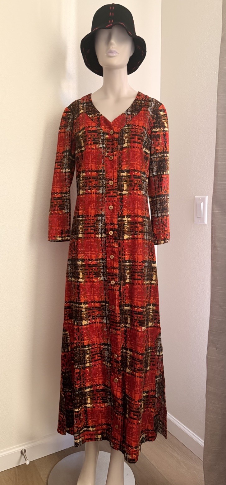 Vintage Barkcloth 60’s 70’s Period Dress EUC SZ Small EUC See Photos Rare Find