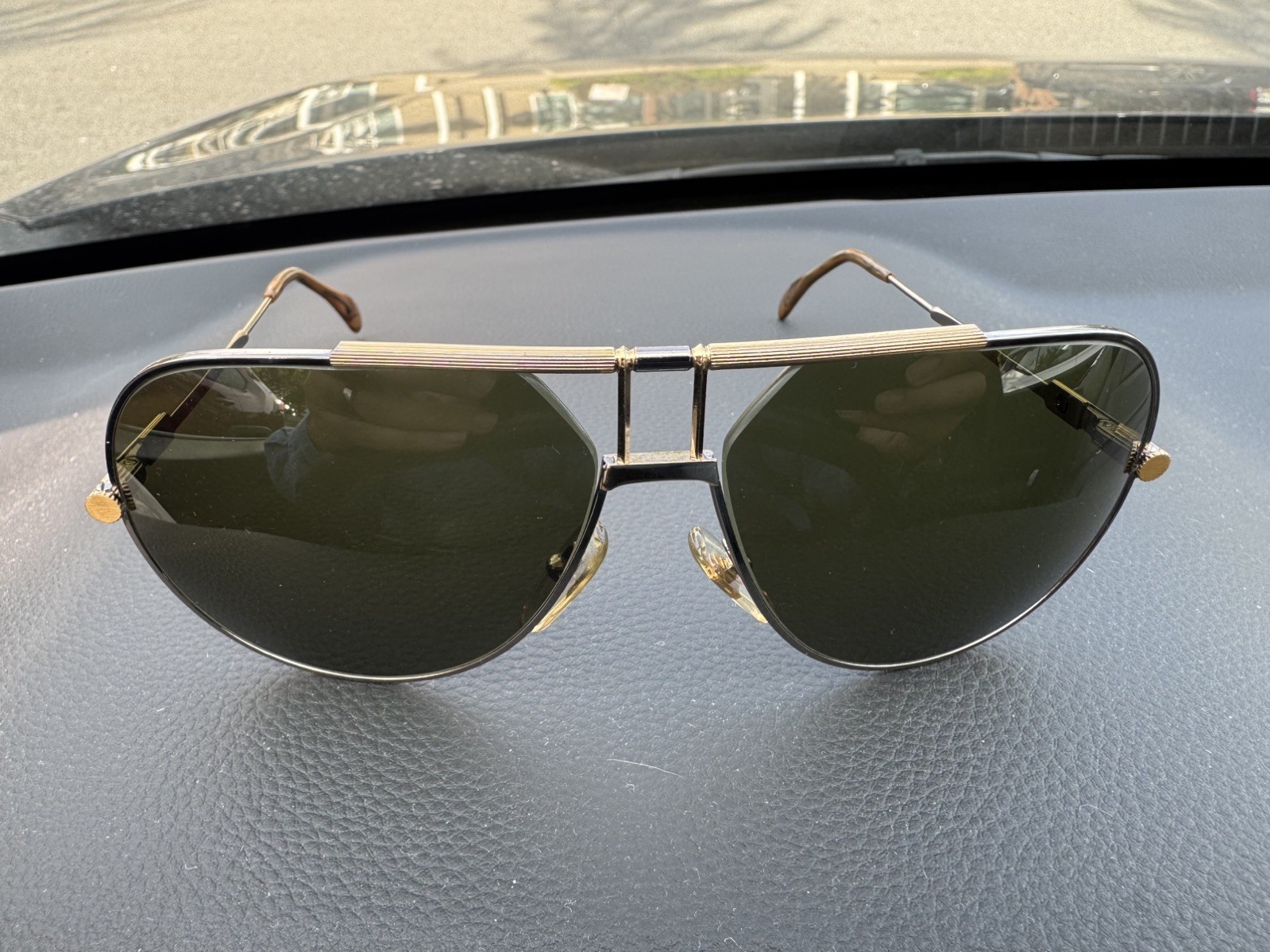 VINTAGE ALAIN DELON SIRIUS AVIATOR SUNGLASSES G-15 GREEN LENSES By Optic ACTUELL