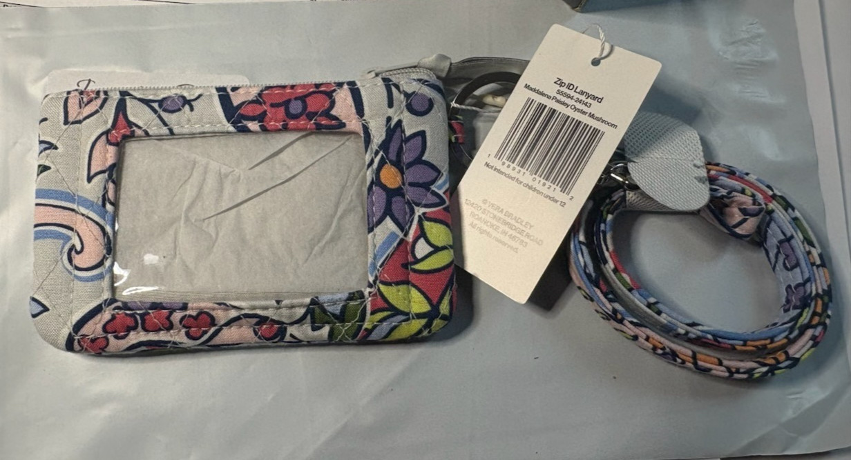 Vera Bradley  MEDALLION PAISLEY Zip ID Case & Lanyard SET Card Holder NWT