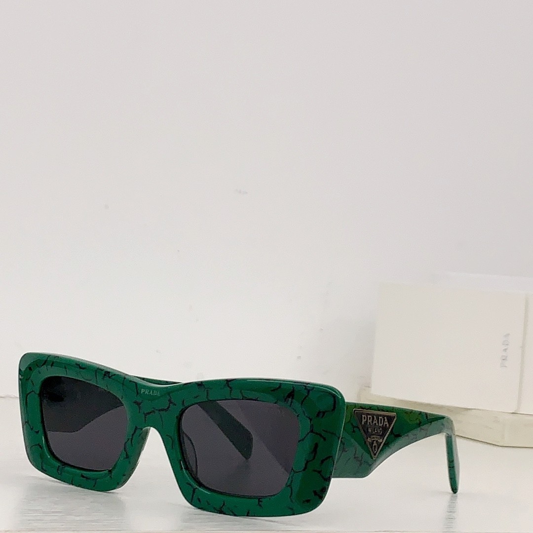 PRADA PR13Z Kendall Brasil Green Marble Square Sunglasses Black Lenses 50-21-145