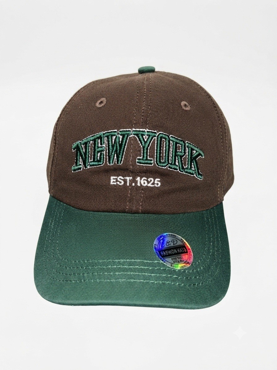 Mens Adjustable New York Embroidered Cap Brown/Green One Size