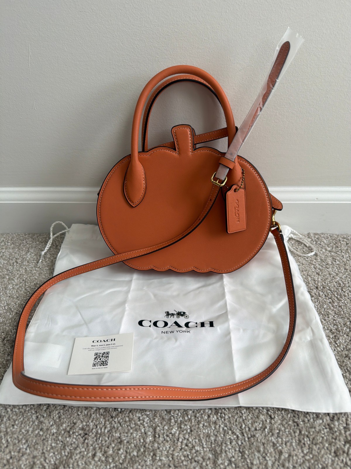 Coach Pumpkin Bag CU868 Faded Orange Glovetanned Leather Crossbody Halloween NEW